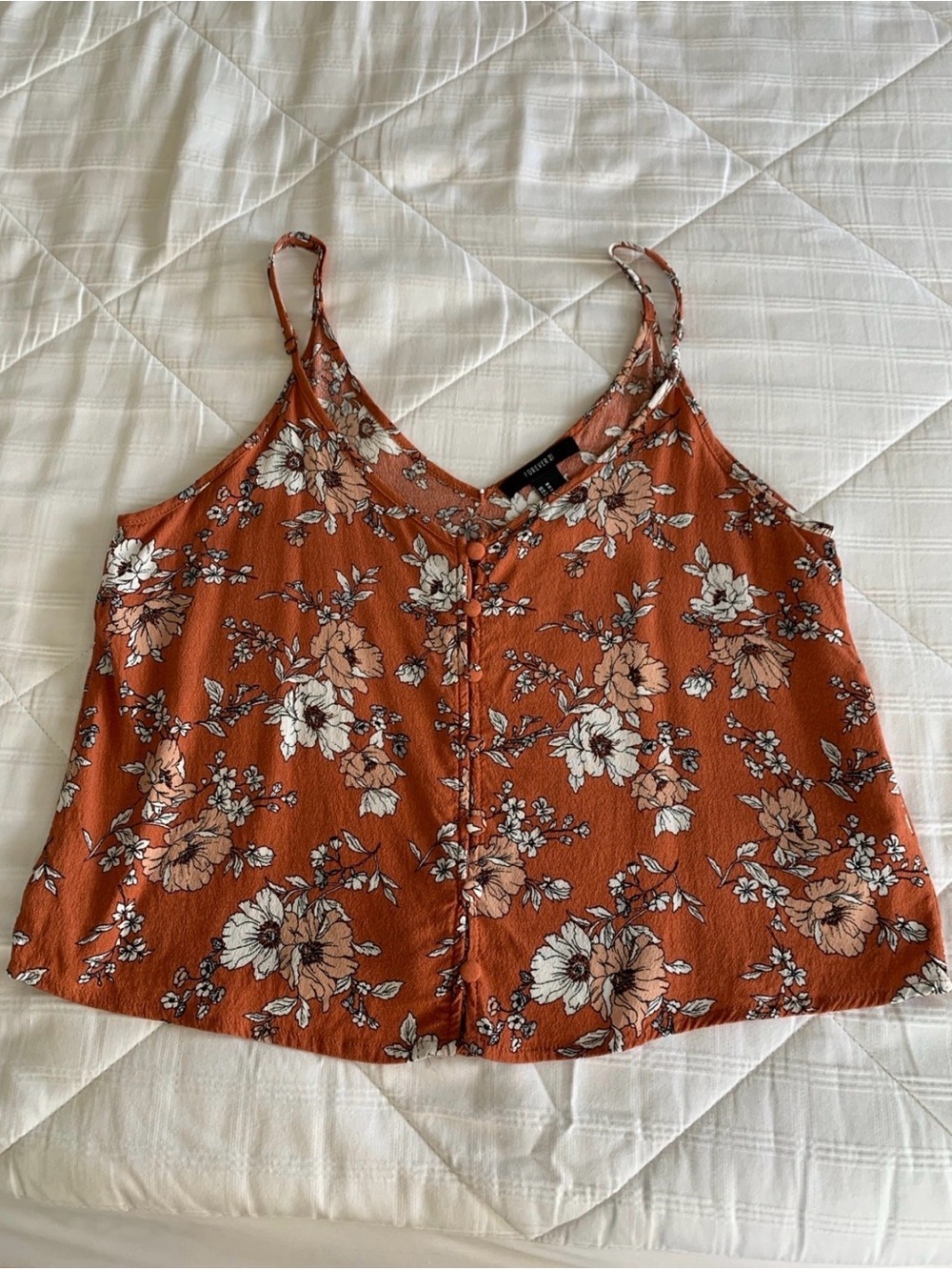 Forever 21 Rust Floral Button-Front Camisole - Picture 3 of 5